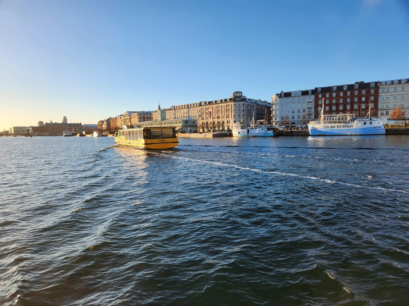 The harbour ferry crossing the water