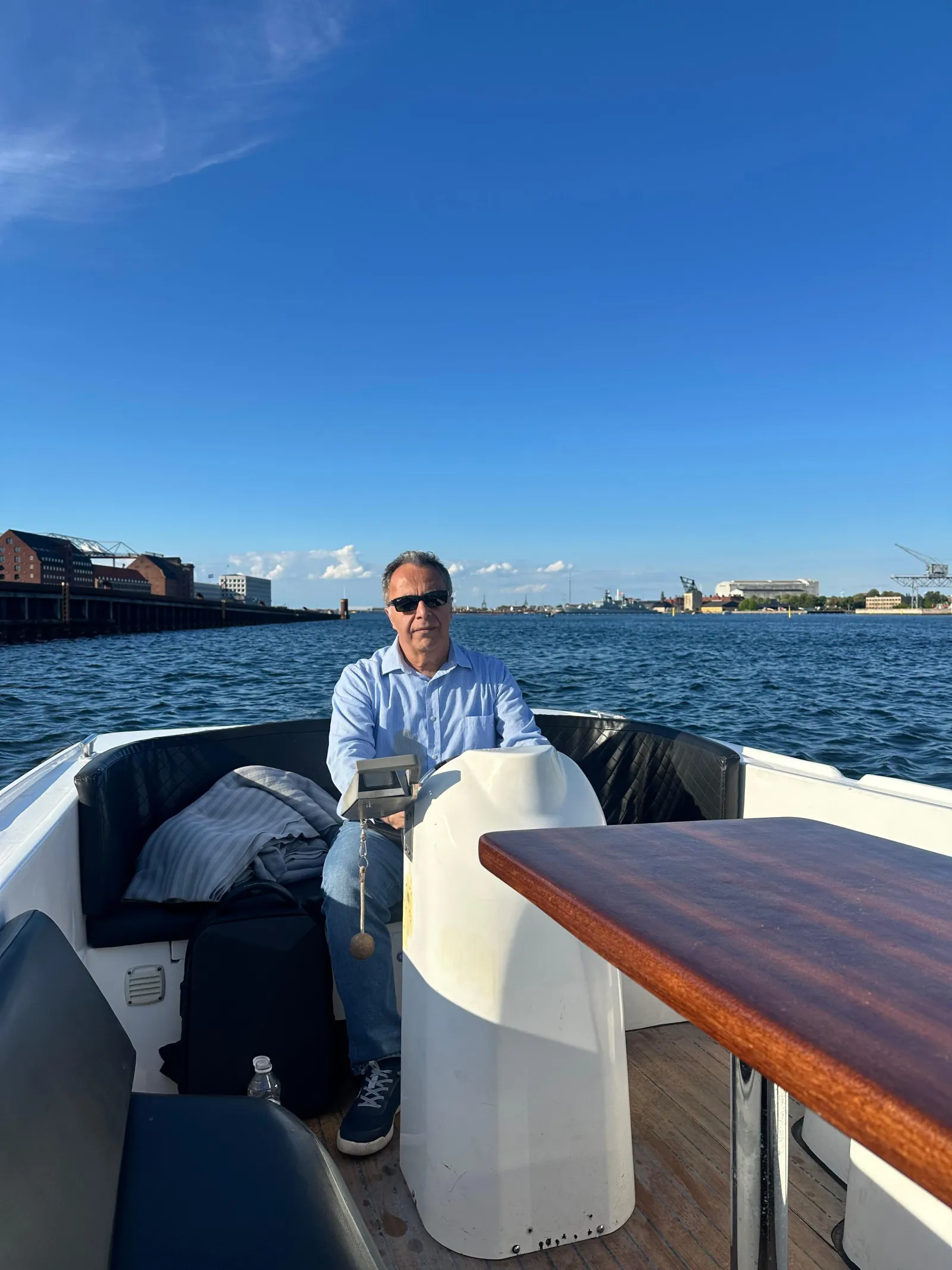 A guest taking a turn at the wheel