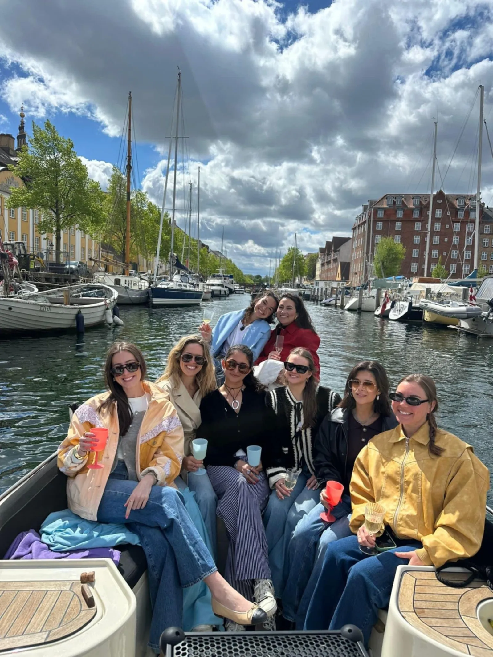 A group of friends on board the private boat