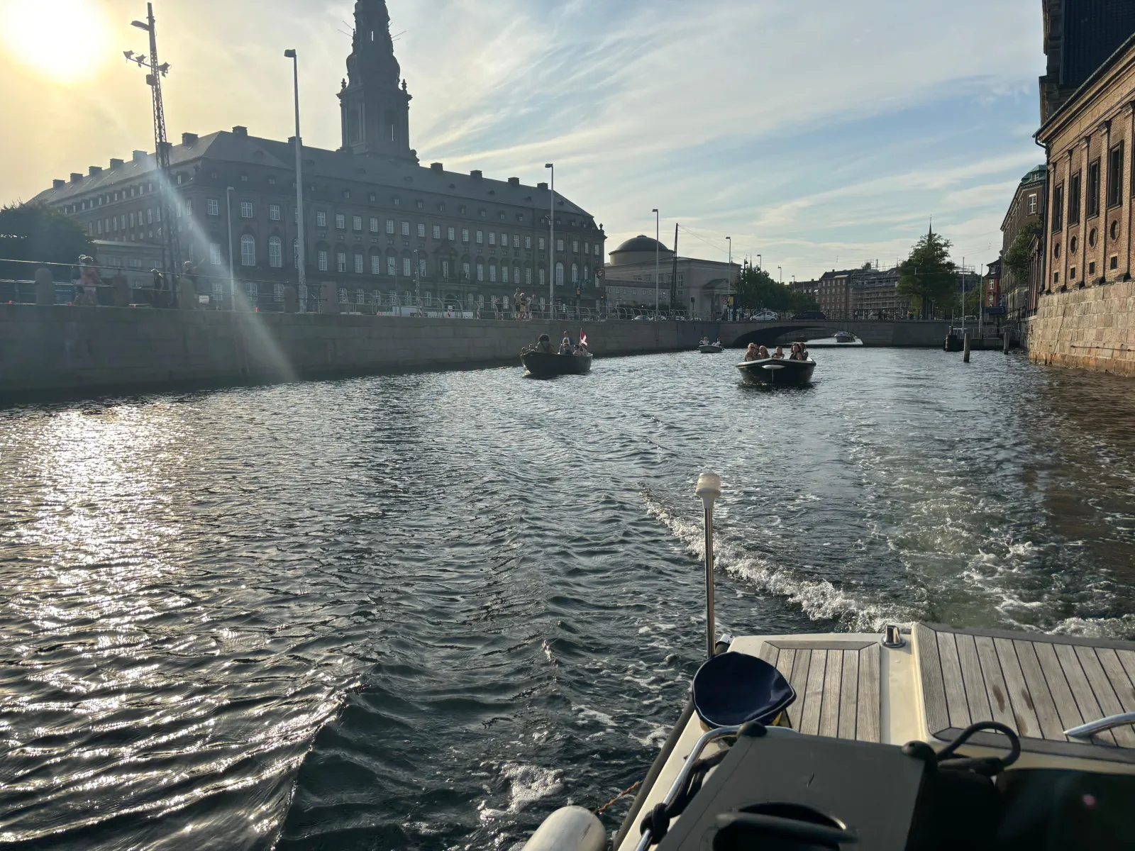 Christiansborg's tower seen from the boat in evening light